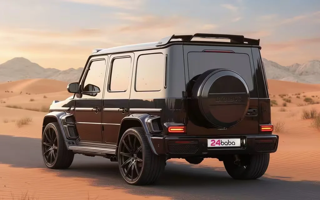 Mercedes G63 2023 Black rear view showing taillights – rental in Dubai