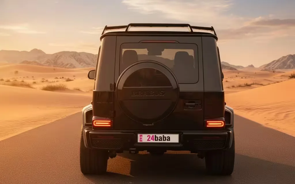Mercedes G63 2023 Black rear view showing taillights – rental in Dubai