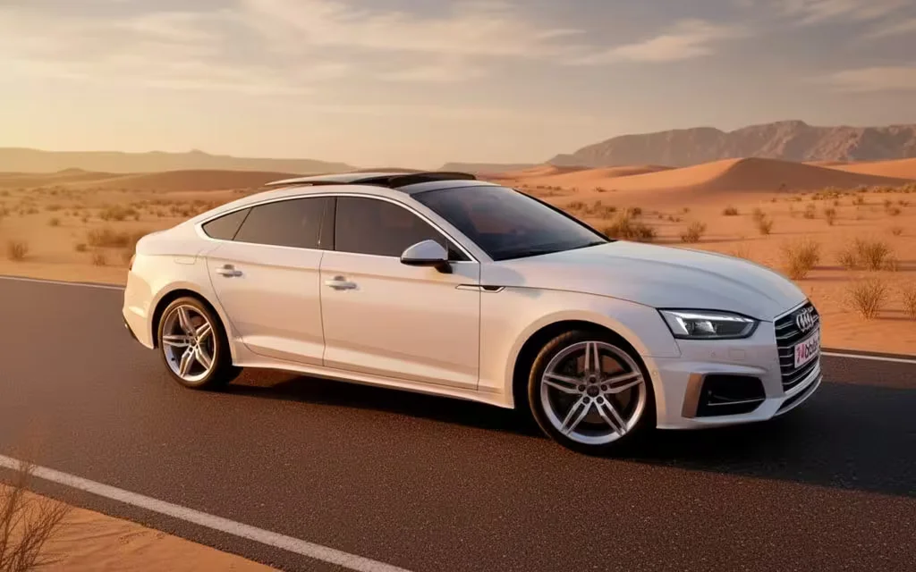 Audi A5 2023 White side profile – rental in Dubai