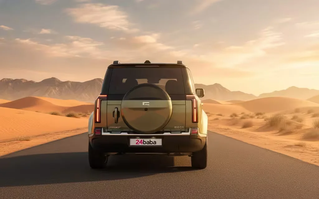 RoxMotor 01 2024 Green front view with headlights – rental in Dubai