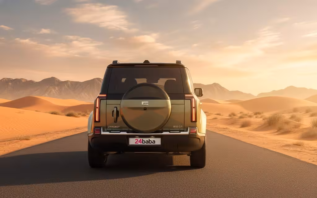 RoxMotor 01 2024 Green front view with headlights – rental in Dubai