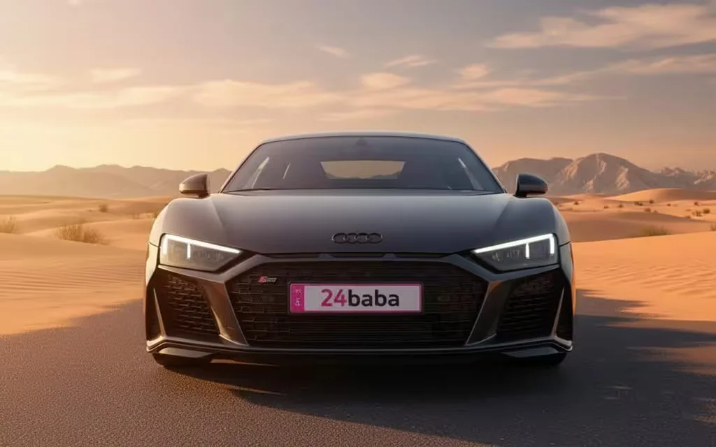Audi R8 2023 Grey front view with headlights