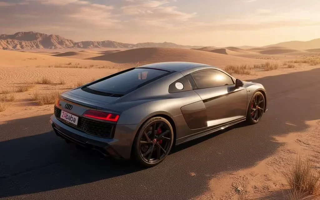 Audi R8 2023 Grey rear view showing taillights