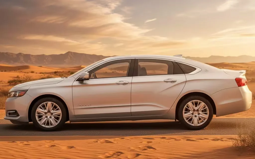 Chevrolet Impala 2025 Silver side profile – rental in Dubai