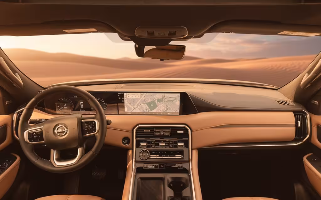Nissan Patrol 2025 interior view showing trim – rental in Dubai