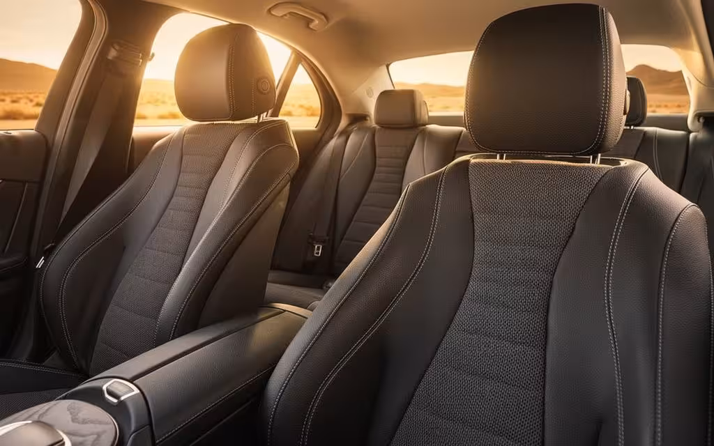 Mercedes E200 2022 leather seats and cabin – rental in Dubai