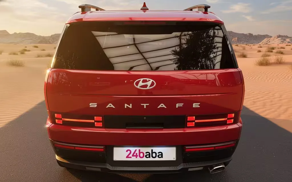 Hyundai SantaFe 2024 Red rear view showing taillights – rental in Dubai
