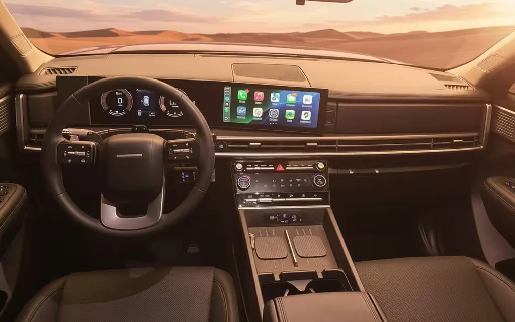 Hyundai SantaFe 2024 dashboard and infotainment – rental in Dubai