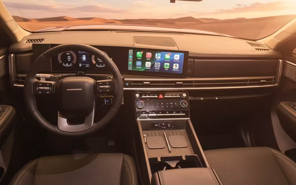 Hyundai SantaFe 2024 dashboard and infotainment – rental in Dubai