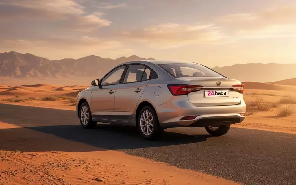 Mg 5 2025 Grey rear view showing taillights – rental in Dubai