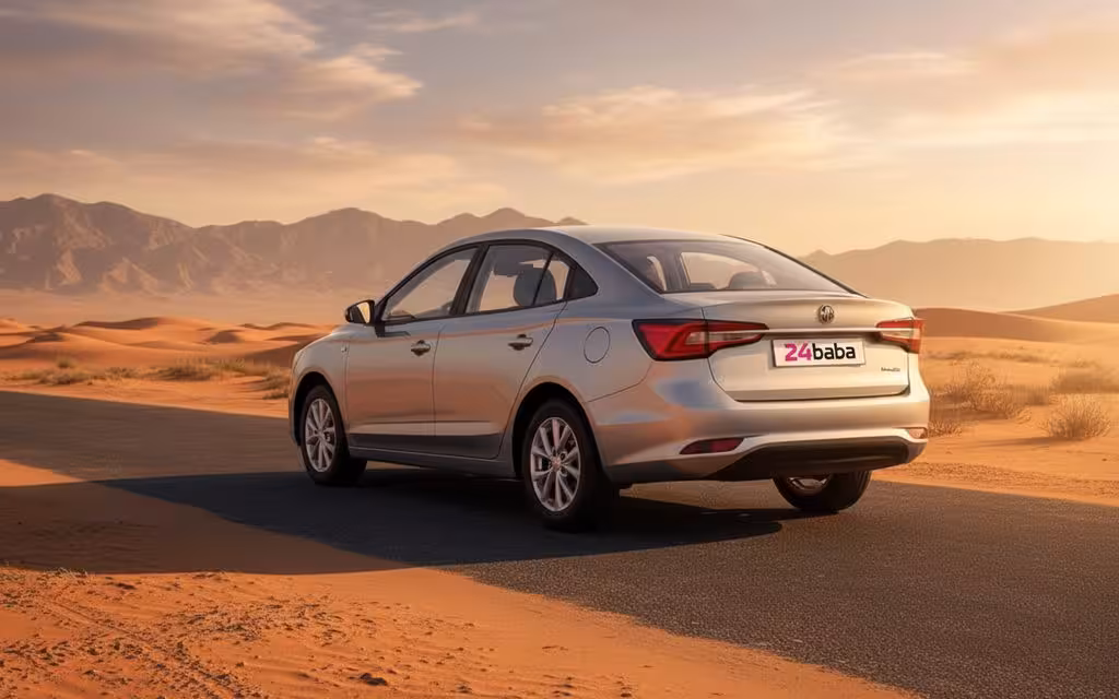 Mg 5 2025 Grey rear view showing taillights – rental in Dubai