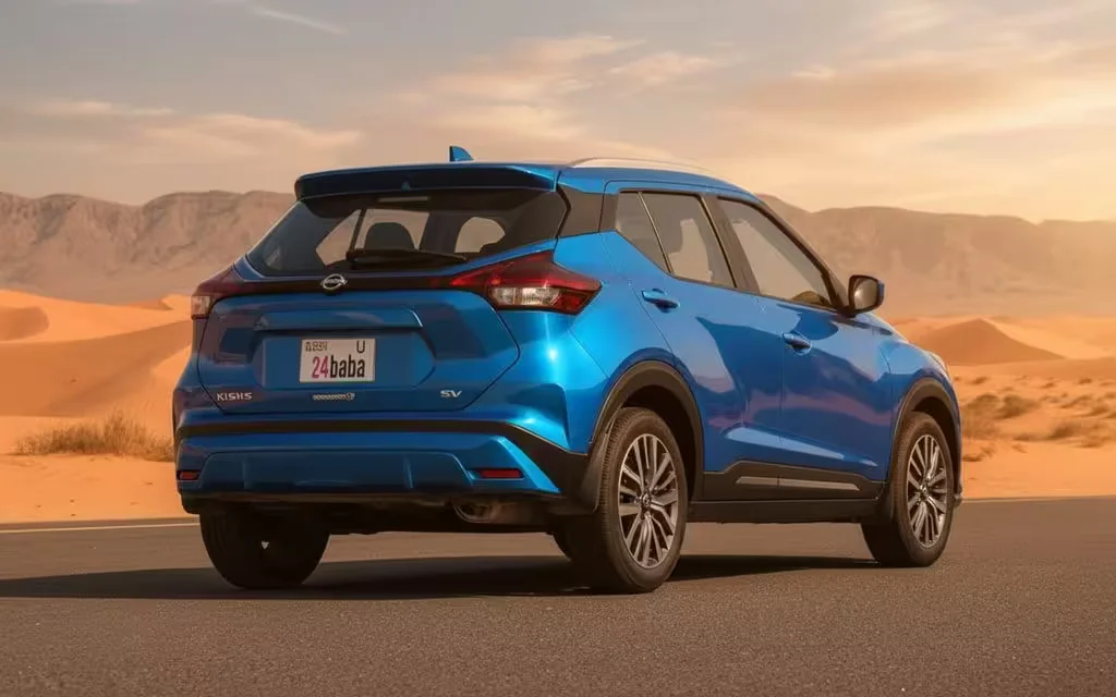 Nissan Kicks 2022 Blue rear view showing taillights – rental in Dubai