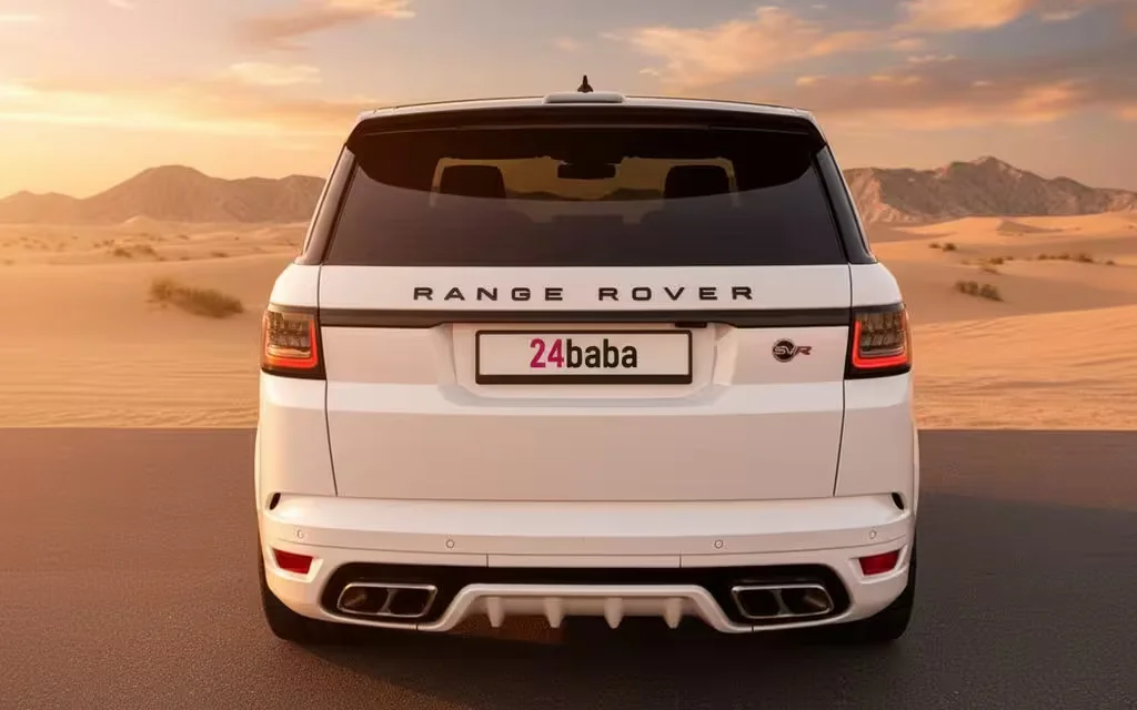LandRover RangeRoverSport 2022 White rear view showing taillights – rental in Dubai