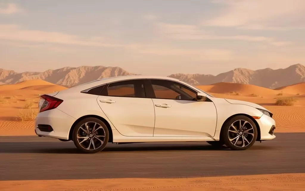 Honda Civic 2021 White side profile – rental in Dubai