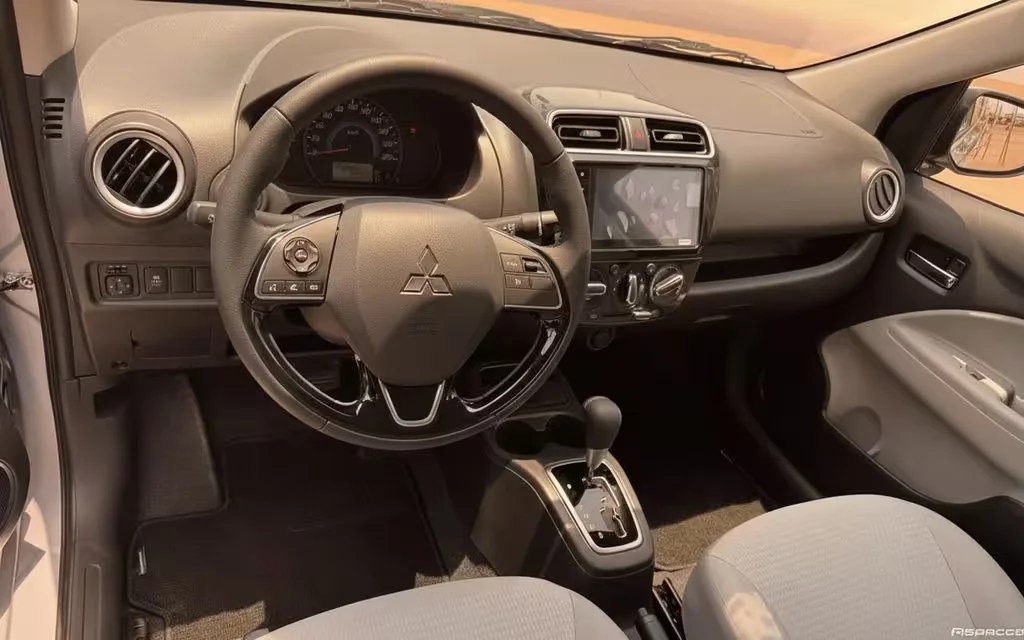 Mitsubishi Attrage 2025 interior view showing trim – rental in Dubai