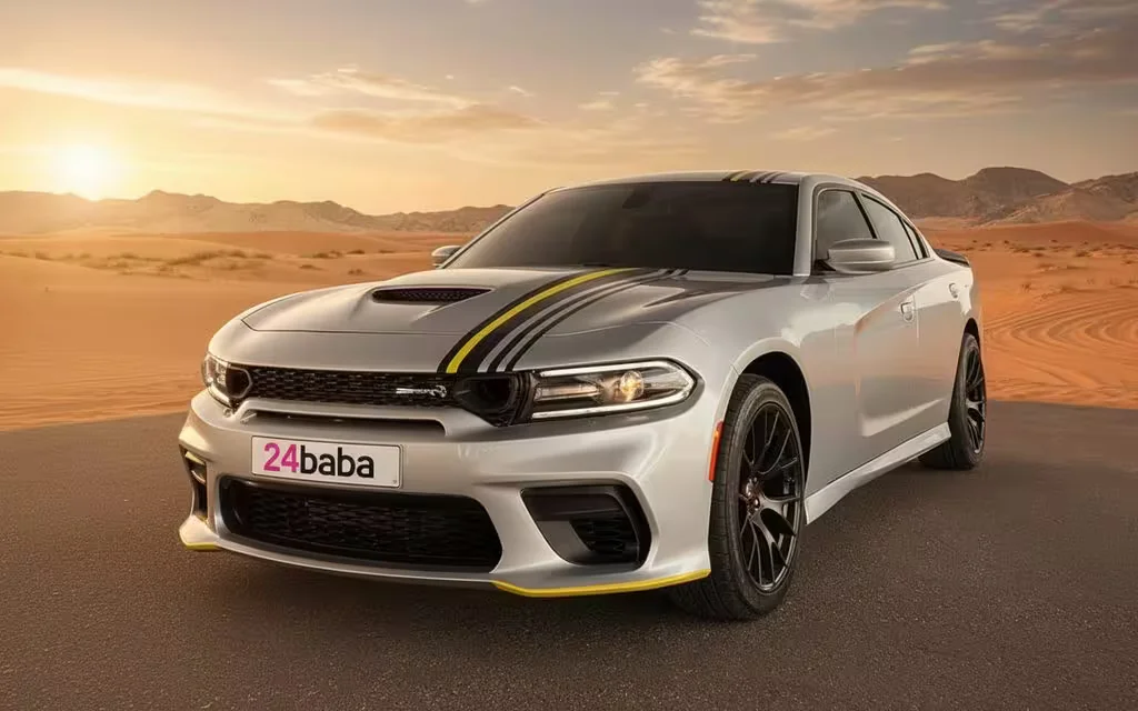 Dodge Charger 2022 Silver front view with headlights