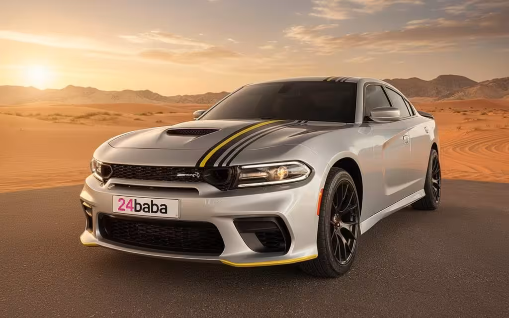 Dodge Charger 2022 Silver front view with headlights