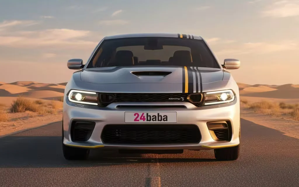 Dodge Charger 2022 Silver front view with headlights