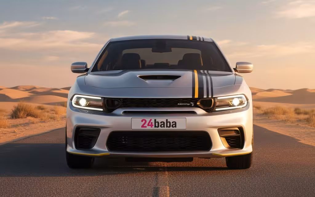 Dodge Charger 2022 Silver front view with headlights