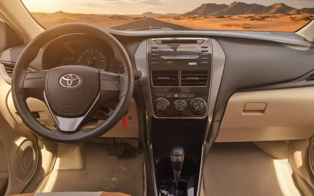 Toyota Yaris 2021 interior view showing trim – rental in Dubai