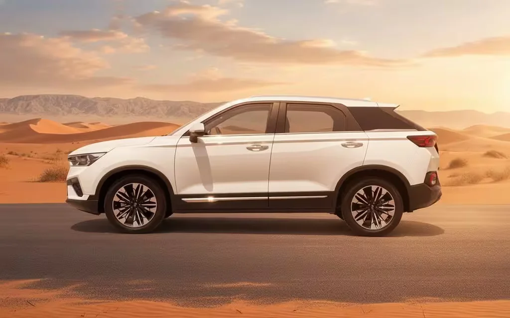 Bestune T77 2024 White side profile – rental in Dubai