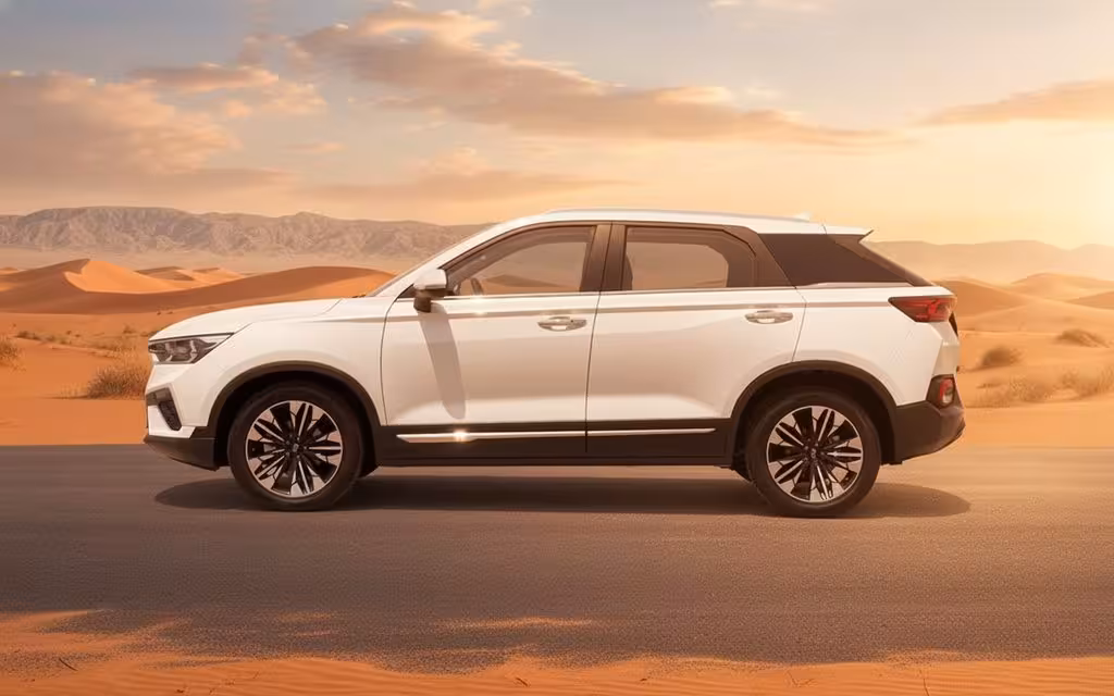 Bestune T77 2024 White side profile – rental in Dubai