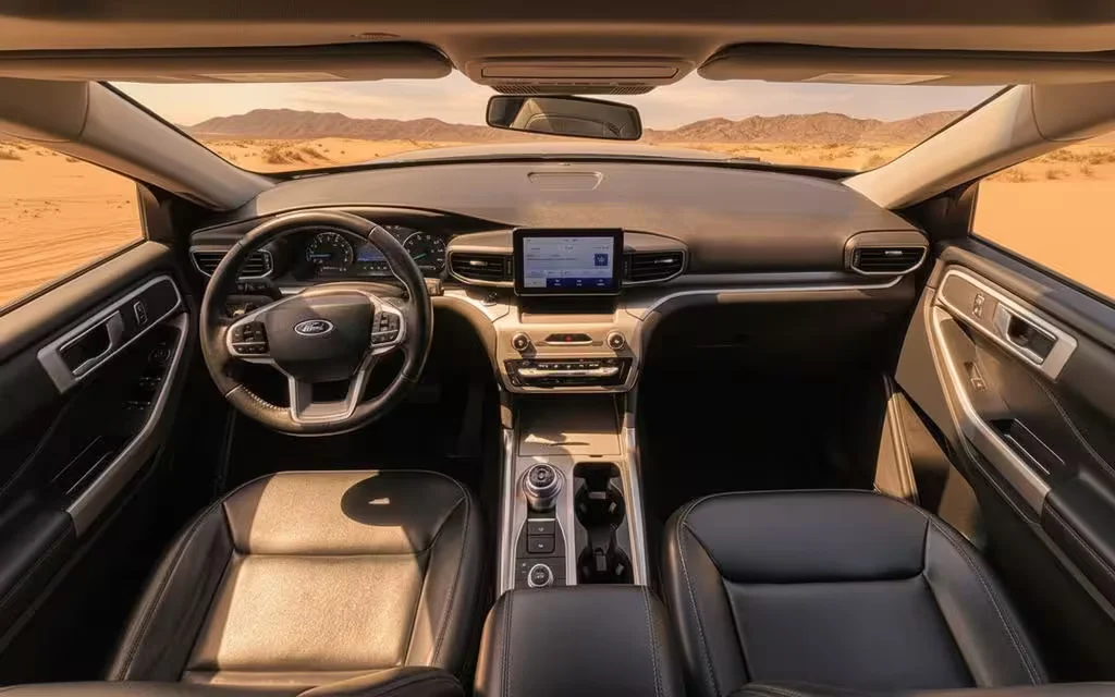 Ford Explorer 2021 dashboard and infotainment – rental in Dubai