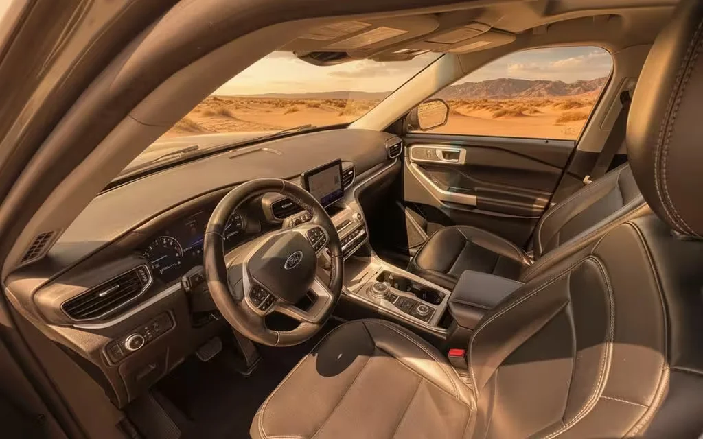 Ford Explorer 2021 interior view showing trim – rental in Dubai