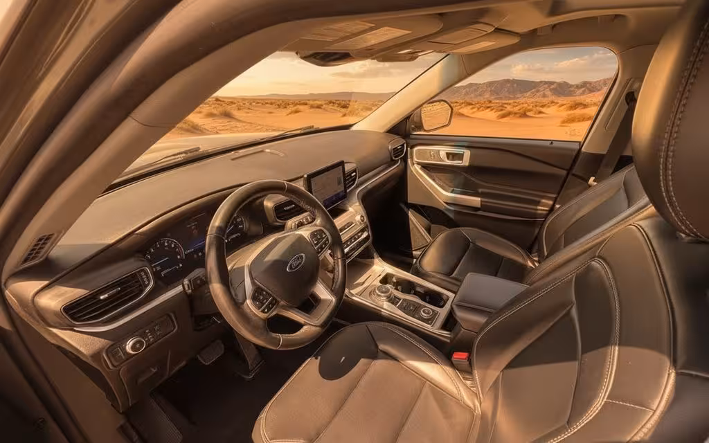 Ford Explorer 2021 interior view showing trim – rental in Dubai