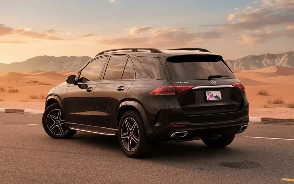 Mercedes Gle350 2022 Black rear view showing taillights – rental in Dubai