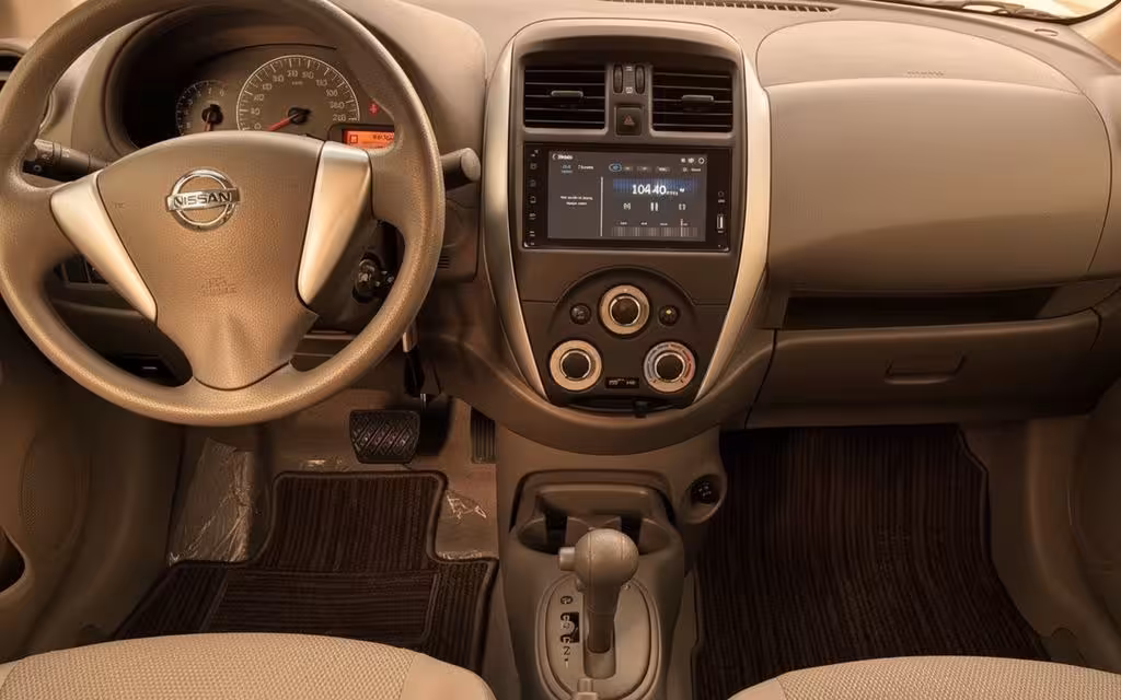 Nissan Sunny 2024 interior view showing trim – rental in Dubai