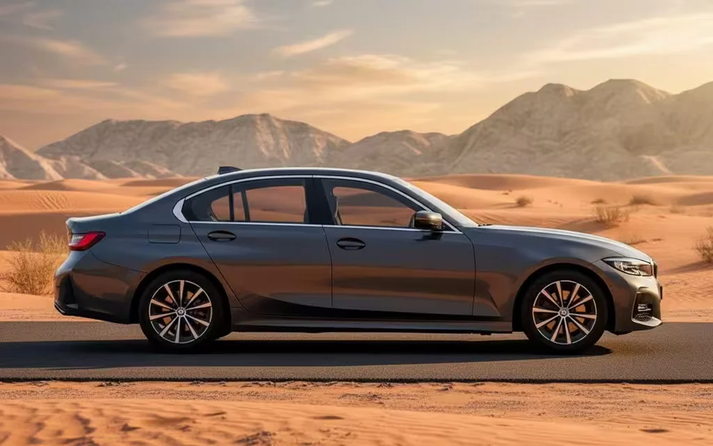 Bmw 320 2022 Grey side profile – rental in Dubai