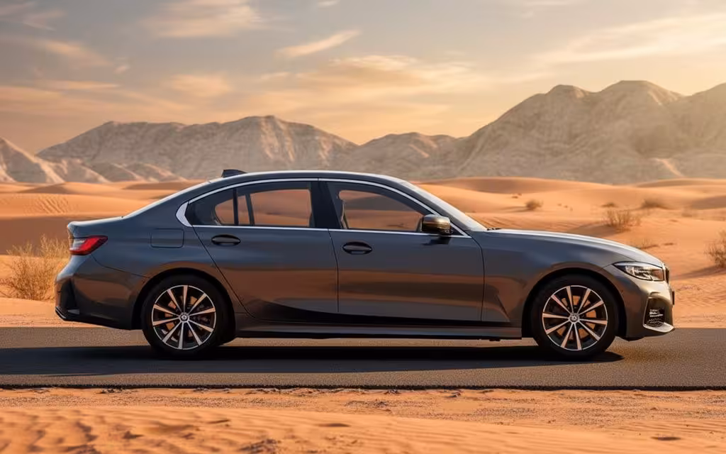 Bmw 320 2022 Grey side profile – rental in Dubai