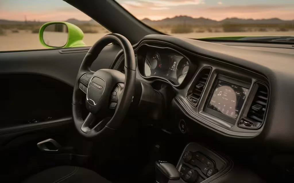 Dodge Challenger 2025 dashboard and infotainment – rental in Dubai