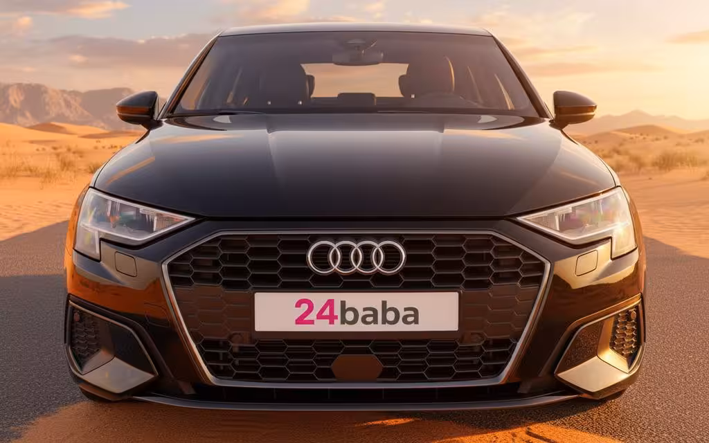 Audi A3 2022 Black front view with headlights