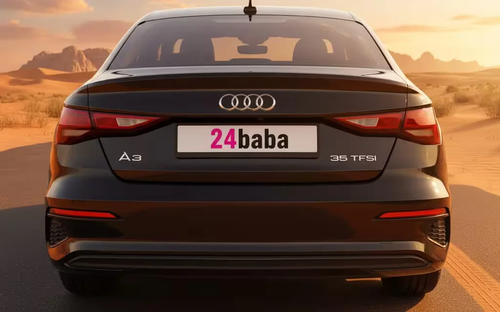 Audi A3 2022 Black rear view showing taillights