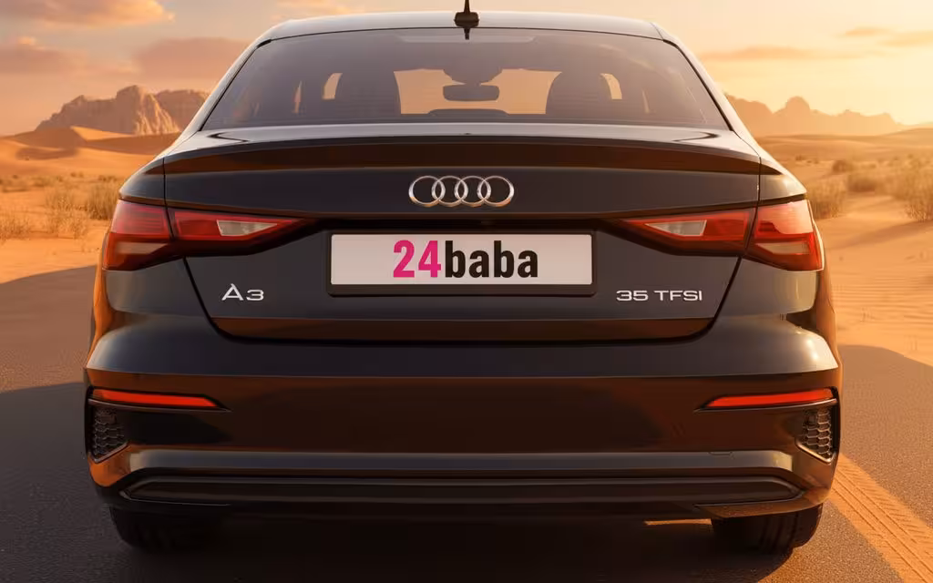 Audi A3 2022 Black rear view showing taillights