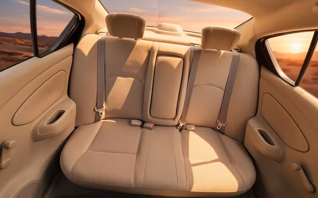 Nissan Sunny 2024 leather seats and cabin – rental in Dubai