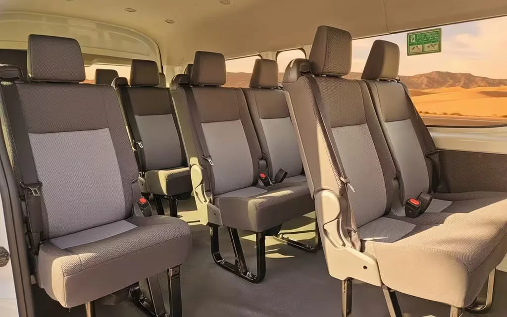 Toyota Hiace 2025 leather seats and cabin – rental in Dubai