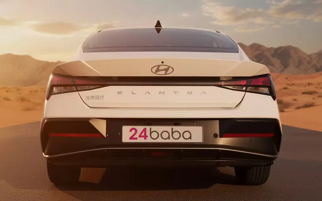 Hyundai Elantra 2025 White front view with headlights – rental in Dubai