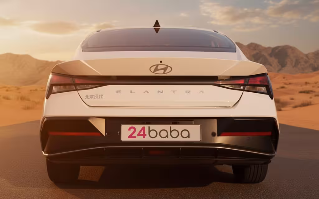 Hyundai Elantra 2025 White front view with headlights – rental in Dubai