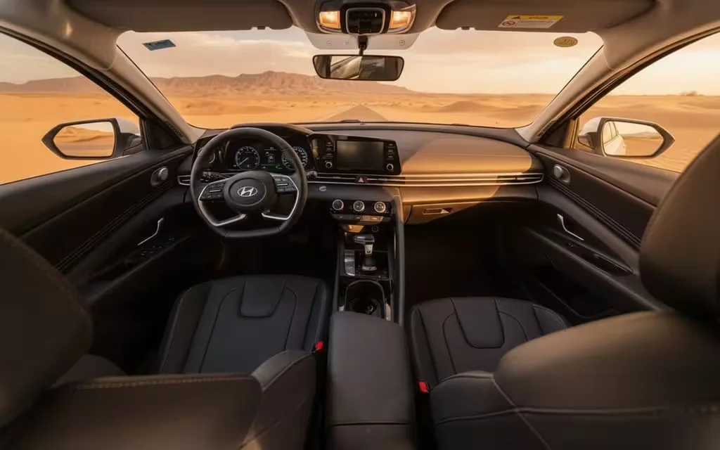 Hyundai Elantra 2025 dashboard and infotainment – rental in Dubai