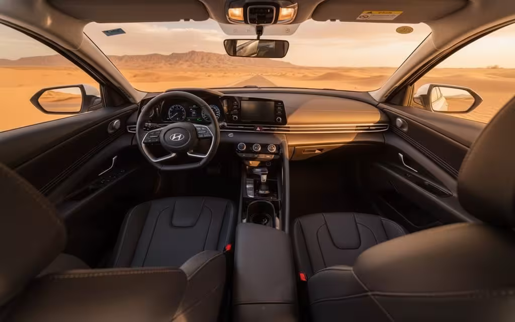 Hyundai Elantra 2025 dashboard and infotainment – rental in Dubai