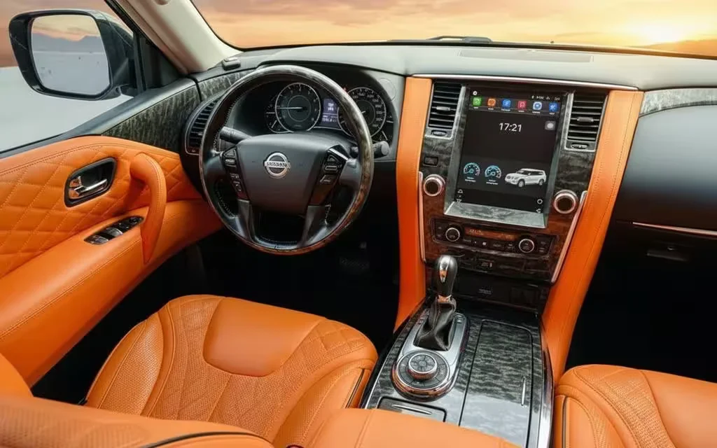 Nissan Patrol 2022 interior view showing trim – rental in Dubai