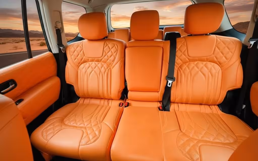 Nissan Patrol 2022 leather seats and cabin – rental in Dubai