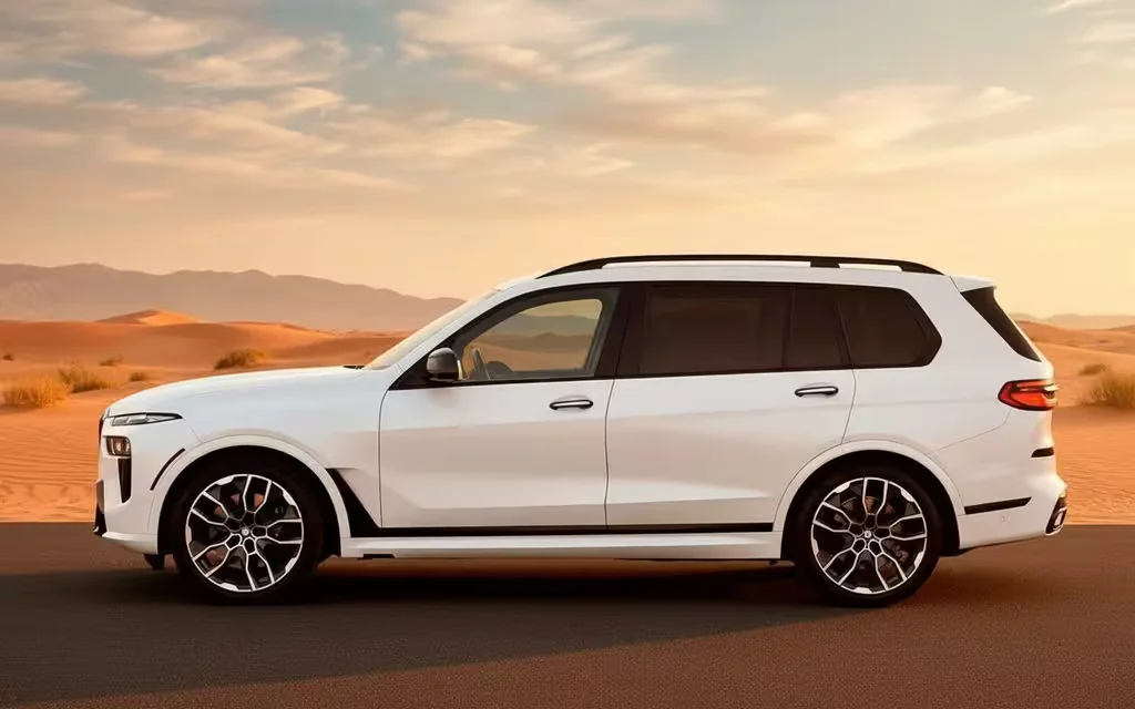 Bmw X7 2024 White side profile – rental in Dubai