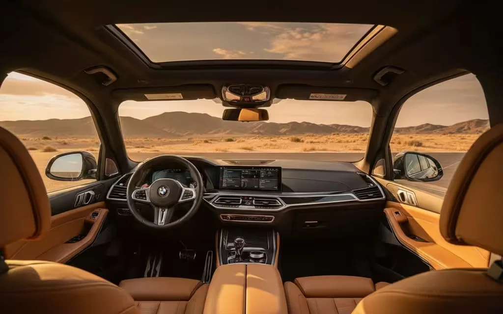 Bmw X7 2024 interior view showing trim – rental in Dubai