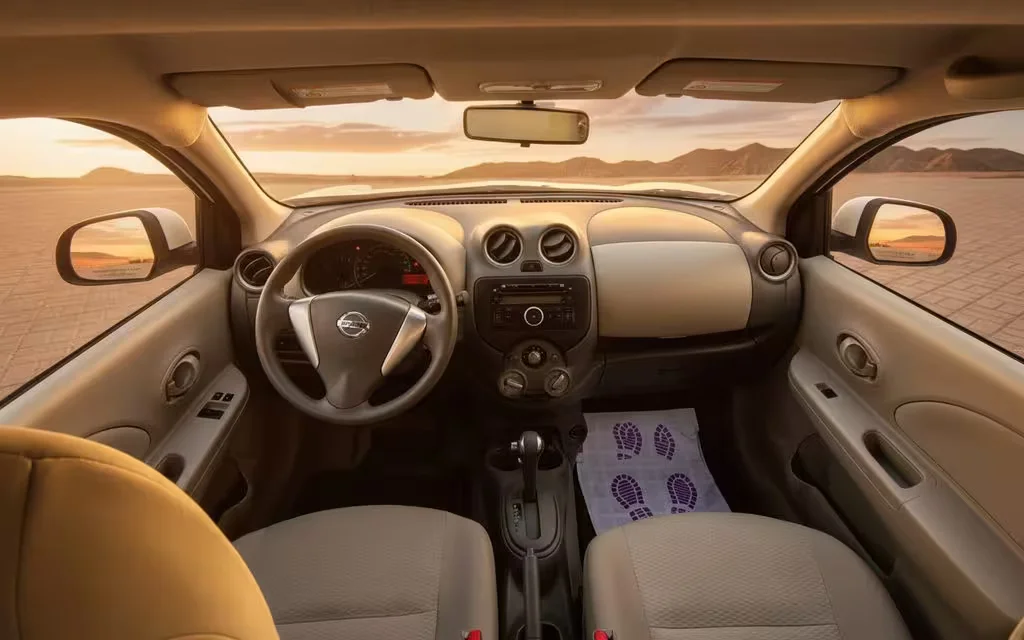 Nissan Micra 2020 interior view showing trim – rental in Dubai