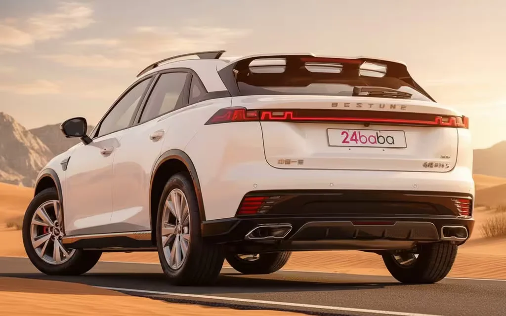 Bestune B70 2023 White rear view showing taillights – rental in Dubai