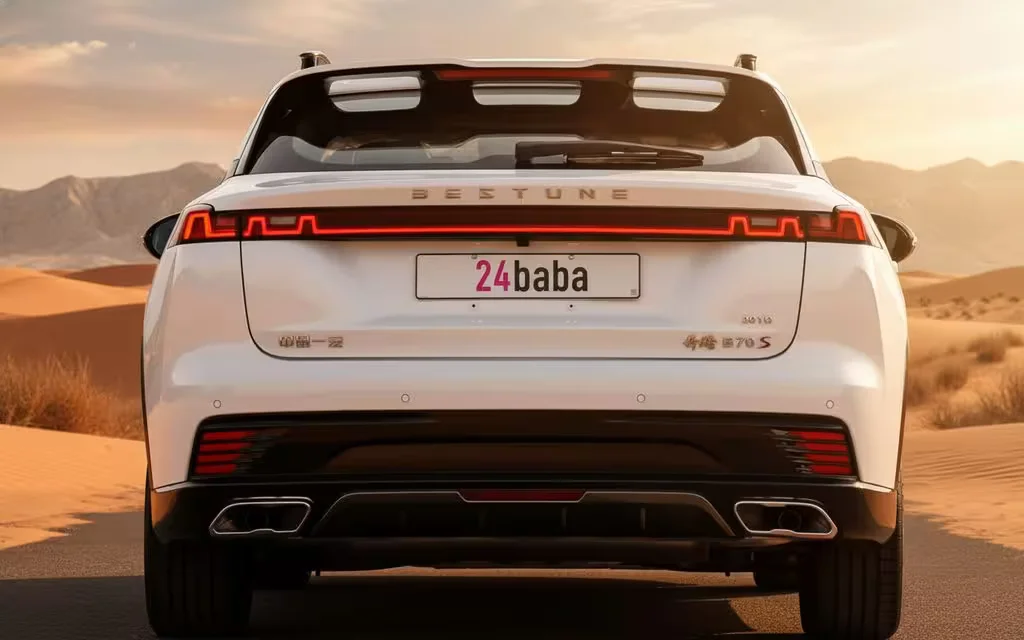 Bestune B70 2023 White rear view showing taillights – rental in Dubai